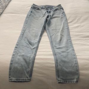 American Eagle distressed high waist jeans.